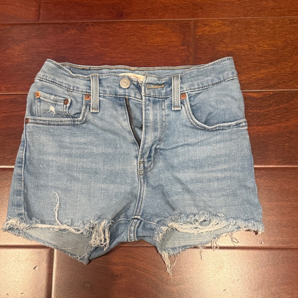 Frayed Hem Light Blue Denim Jean Shorts